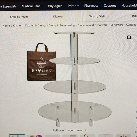 Cupcake Stand,4-Tier Round Acrylic Display Stand Dessert Tower Stand. NWT - Picture 1 of 5